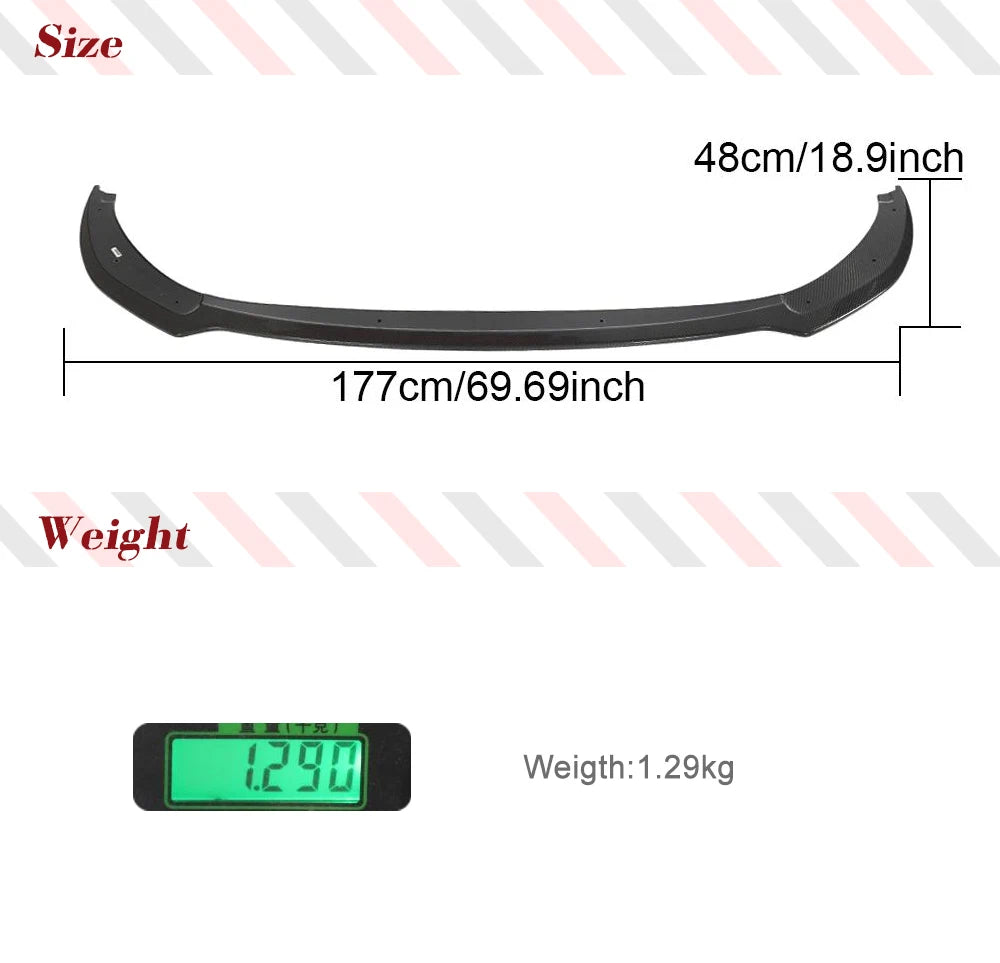 MTD CK-Style Front Bumper Splitter – Gloss Black – For 2018-2021 Kia Stinger – 4-Piece Kit - View #5