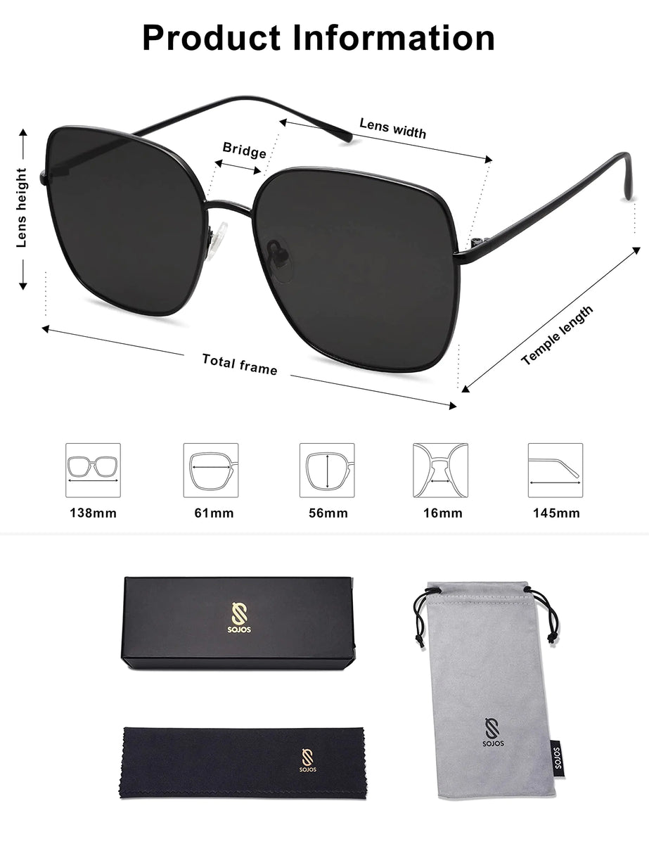 SOJOS Trendy Oversized Square Metal Frame Sunglasses for  display picture 1