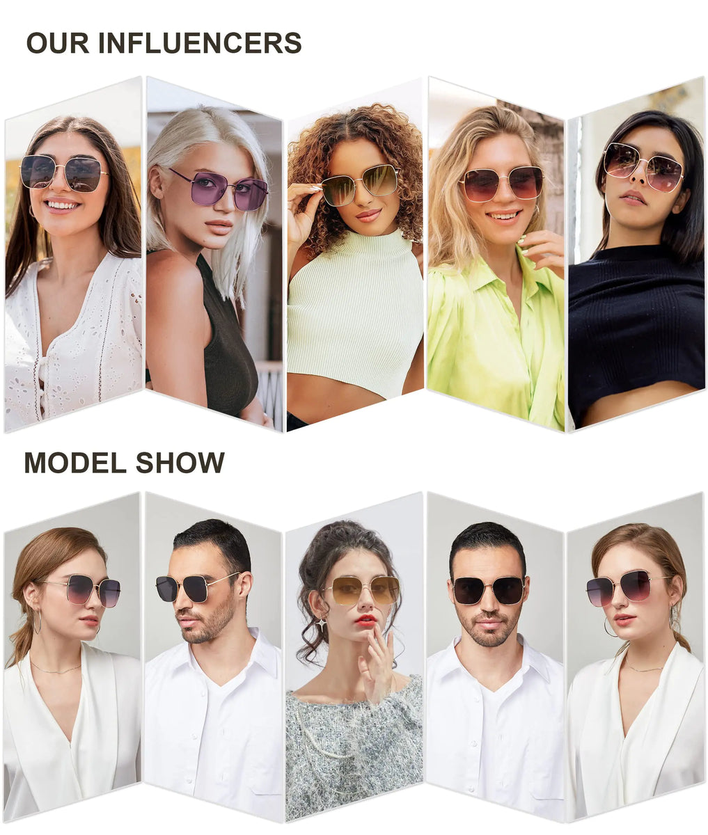 SOJOS Trendy Oversized Square Metal Frame Sunglasses for  display picture 3