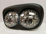 DUAL 7″ CUSTOM SKULL LED ROAD GLIDE Black Light Bulb Headlight Bezel for Harley