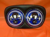 DUAL 7″ BLUE DAYMAKER BLUE HALO LED ROAD GLIDE Black Headlight Harley Bezel