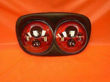DUAL 7″ RED LED ROAD GLIDE Black Light Bulb Headlight Motorcycle Harley Bezel