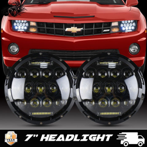 7" 75W Hi/lo Beam Black LED Round Headlights DRL For Chevrolet G10 20 30 C10 20