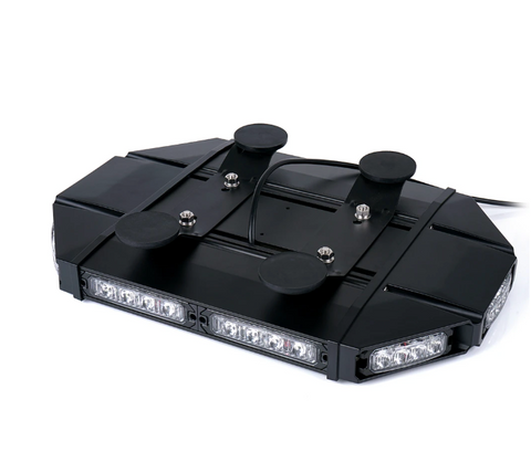 Amber/White Mini Black Hawk 18" Professional LED Stealth Low Profile Roof Top Strobe Light Bar