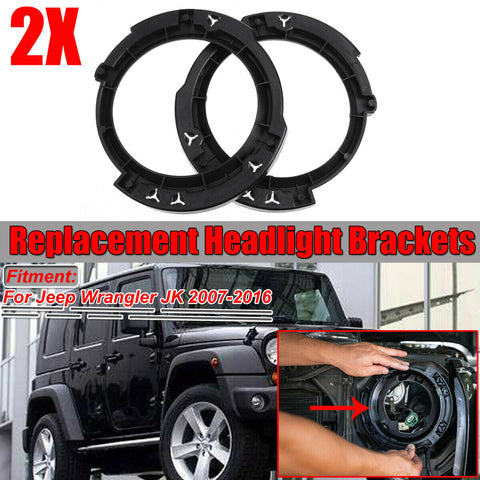 2x Headlight Mounting Bracket Ring Bucket Base For 2007-2016 Jeep Wrangler JK