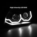 2008-2016 LED Plank Bar Black Projector Headlights Set For Freightliner Cascadia