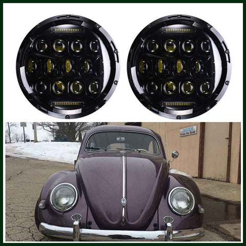 For 1950-1979 VW Beetle Classic 7'' LED Headlights Upgrade Hi/Low Beam H4 H13 2X