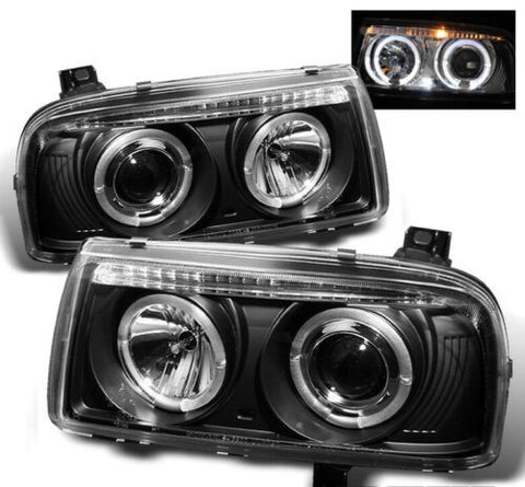 Black For 1993-1998 VW Jetta LED Dual Halo Projector Headlights Headlamps Left+Right