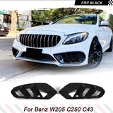 FRP Glossy Black Car Fog Light Cover Trims Fits for Mercedes Benz Benz W205 C250 C300 C43 Base Sedan 2015-2019 Front Air Vent