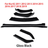 For Kia K2 2011-2019 Car Front Bumper Lip Body Kit Chin Spoiler Protector Side Skirts Extensions Rear Wrap Angle  Accessories
