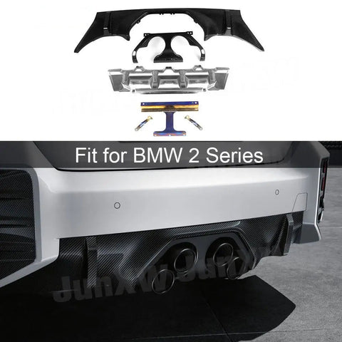 Carbon Fiber Rear Bumper Lip Diffuser Spoiler Middle Outlet Exhaust Baffle Alloy Heat Shield Bracket For BMW M2 G87 2023+ FRP