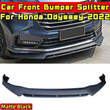 For Honda Odyssey 2022 Body Kit Front Bumper Lip Diffuser Glossy Black Sport Style Front Bumper Spoiler Diffuser Car Accessories