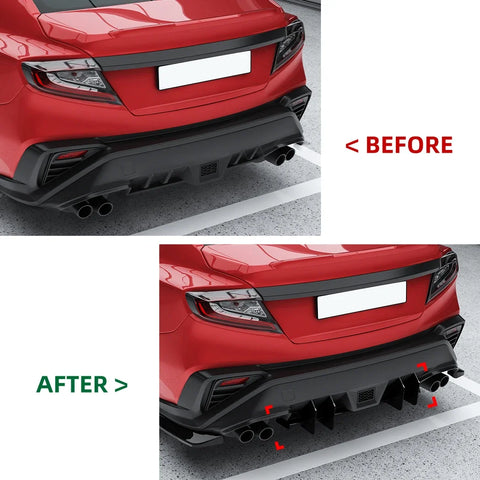 For Subaru WRX STI 2022 2023 2024 Car Rear Diffuser Lip Spoiler Lower Canard Deflector Guard Splitter Body Kit Accessorie Tuning