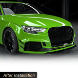 for Audi RS3 Sedan 4-Door 2017-2019 Carbon Fiber Car Front Bumper Lip Spoiler Racing Front Lip Chin Apron Protector Body Kit