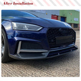 Car Front Bumper Lip Spoiler Splitters For Audi A5 Sline S5 B9 2017-2019 3PCS Carbon Fiber Front Bumper Lip Splitters Body Kits