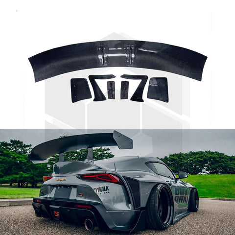 Carbon Fiber Vol Style Swan Neck Wing for Toyota Supra A90 Carbon Fiber GT Spoiler Trunk Lip Splitter