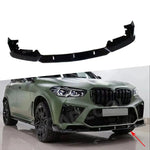 ABS Front Bumper Lip Spoiler Body Kit Splitter Cover for BMW F95 X5M 2019+ 3 Segments Carbon Look