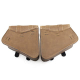 For Honda Suzuki Harley Sportster XL 883 XL1200 Black PU Leather Saddle Bag Motorcycle Luggage Left+Right Side Tool Bag