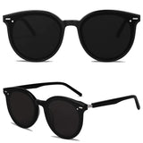 SOJOS Sunglasses Womens Trendy 2024 Classic Round Retro Vintage Shades Large Frame Sunnies SJ2067 Shiny Black