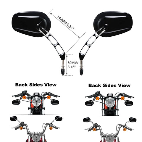 8mm Side Rear View Mirrors Fit For Harley CVO Road Glide 2023-2024