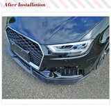 Car Front Bumper Lip Spoiler Splitters Apron Body Kits for Audi RS3 Sedan 4 Door 2017-2019 Carbon Fiber Front Bumper Lip Spoiler