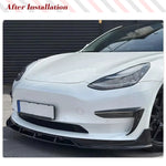 Car Front Bumper Lip Spoiler Splitter Trim Body Kits For Tesla Model 3 2023 2024 4PCS ABS Glossy Black Racing Front Lip Aerokits