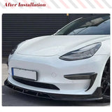 Car Front Bumper Lip Spoiler Splitter Trim Body Kits For Tesla Model 3 2023 2024 4PCS ABS Glossy Black Racing Front Lip Aerokits