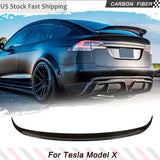 Carbon Fiber Car Rear Trunk Racing Spoiler for Tesla Model X 2016-2023 Rear Boot Lid Duckbill Highkick Wing Lip Trunk Spoiler
