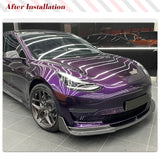 Carbon Fiber Car Front Bumper Chin Lip Splitters Protector for Tesla Model 3 2016-2023 Car Front Bumper Lip Spoiler