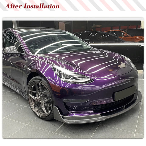 Carbon Fiber Car Front Bumper Chin Lip Splitters Protector for Tesla Model 3 2016-2023 Car Front Bumper Lip Spoiler