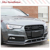 Carbon Fiber Car Front Bumper Lip Spoiler Apron Splitters for Audi S5 B8.5 2012-2016 FRP Black Racing Chin Lip 3PCS