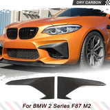 For BMW F87 M2 2016 2017 2018 Car Front Bumper Upper Splitters Lip Fog Lamp Cover Trim Canards Fins Winglets Dry Carbon Fiber