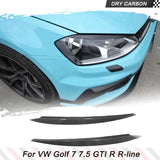 Dry Carbon Car Front Headlight Eyelids For Volkswagen VW Golf 7 7.5 MK7 MK7.5 GTI R R-line Headlamp Eyebrows Trim