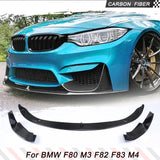 Carbon Fiber Car Front Bumper Lip Splitters for BMW F80 M3 F82 F83 M4 2014-2019 Car Front Racing Spoiler Body Kits FRP 3PCS