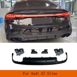 Car Rear Body Kits Rear Bumper Diffuser Lip For Audi A7 Sline Quattro Sportback 4 Door 2019 2020 Non S7 with Exhaust Tips PP