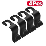 4Pcs Car Headrest Hooks Hanger for Bags Seat Back Organizer Holder Clips Auto Fastener Hooks Car Storage Interior Accessories
