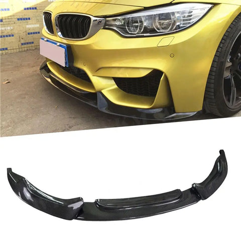 V Style Carbon Fiber Front bumper Lip for BMW 3 Series F80 M3 4Series F82 F83 M4 2014-2017 FRP black unpainted