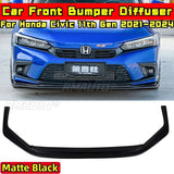 For Honda Civic 11th Gen 2021-2024 Body Kit Front Bumper Diffuser Glossy Black RS Style Front Bumper Splitter Car Accessories