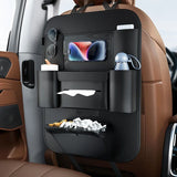 Car Seat Back Hanging Organizer Leather Auto Backseat Storage Bag With Cup Holder Universal Trash Bin Tissue Box Phone Pockets