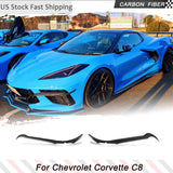 Carbon Fiber Car Front Bumper Splitter Fins For Chevrolet Corvette C8 Stingray 2020UP Real Carbon Front Bumper Air Vent Canards