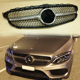 For Mercedes Benz W205 2014-2018 Front Diamond grille chrome silver/black