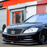 For Mercedes W221 Black Gloss Front Bumper spoiler skirt/ Splitter