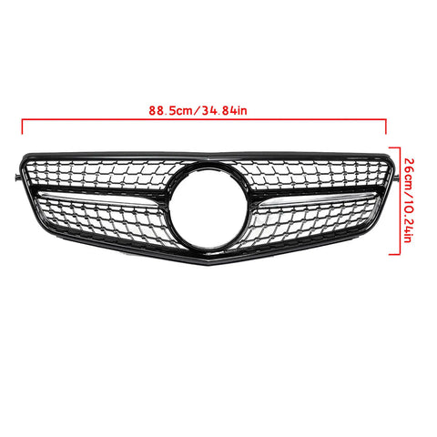 Front Bumper Grille For 2007-2014 MERCEDES Benz W204 C250 C300 Silver Diamond Grill