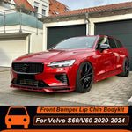 Front Bumper Lip Front Shovel Chin Splitter Body kit 3Pcs/Set Black White Painted For Volvo S60 V60 2020 21 22 23 24 Accessories