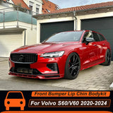 Front Bumper Lip Front Shovel Chin Splitter Body kit 3Pcs/Set Black White Painted For Volvo S60 V60 2020 21 22 23 24 Accessories