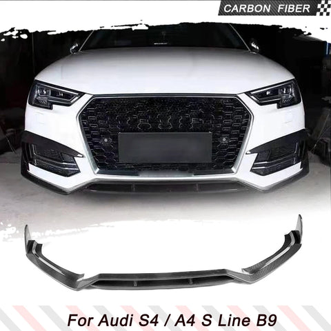 Carbon Fiber Car Front Bumper Lip Splitters Spoiler for Audi A4 B9 S-Line S4 B9 2017-2020 Car Front Body Kits Apron No for A4
