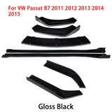 For VW Passat B7 2011-2015 Car Front Bumper Lip Body Kit Chin Spoiler Protector Side Skirts Extensions Rear Wrap Angle Accessory