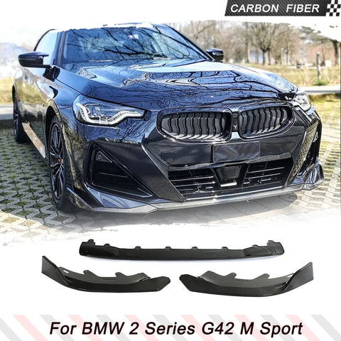Real Carbon Fiber Front Bumper Lip Splitters For BMW 2 Series G42 M220i M Sport 2-Door 2022 2023 Front Lip Chin Guard Protector