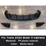 For Tesla 2024 Model 3 highland Body Kit Matte black Rear Diffuser Spoiler Front Bumper Lip Side Skirt Car Accessories