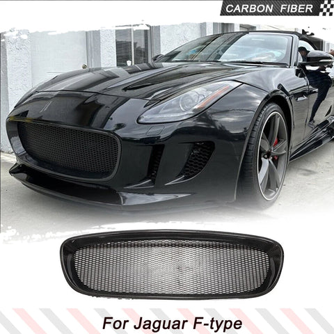 Carbon Fiber Front Racing Grille Cover Replacement Car Body Kit For Jaguar F-TYPE Coupe 2013-2016 Car Front Bumper Grill